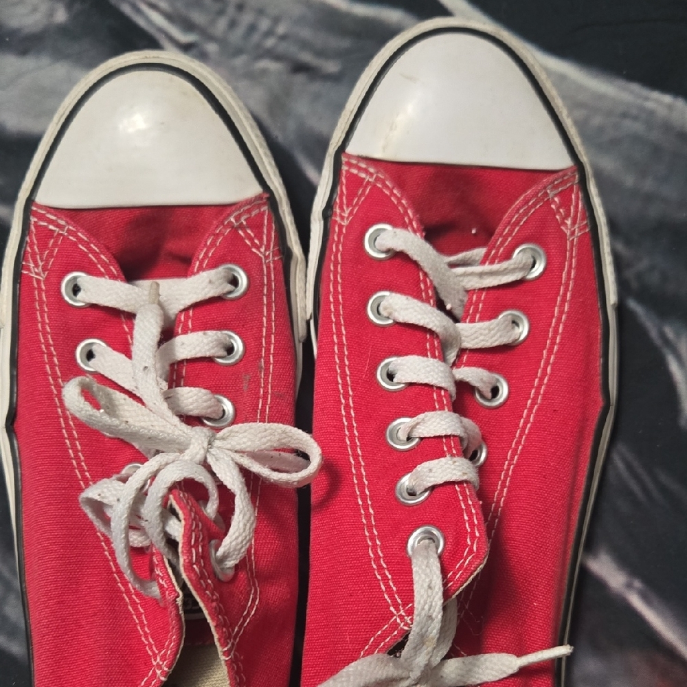 Converse Red Canvas Shoes with White Accents